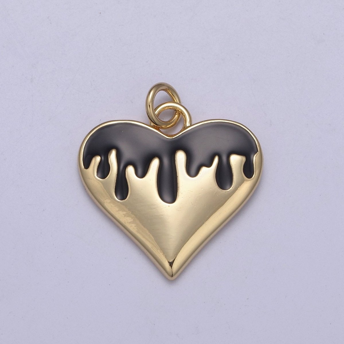 14k Gold Filled Broken Heart Charm Dripping Blood Red Black White Enamel Love for Valentine Jewelry Making N-348