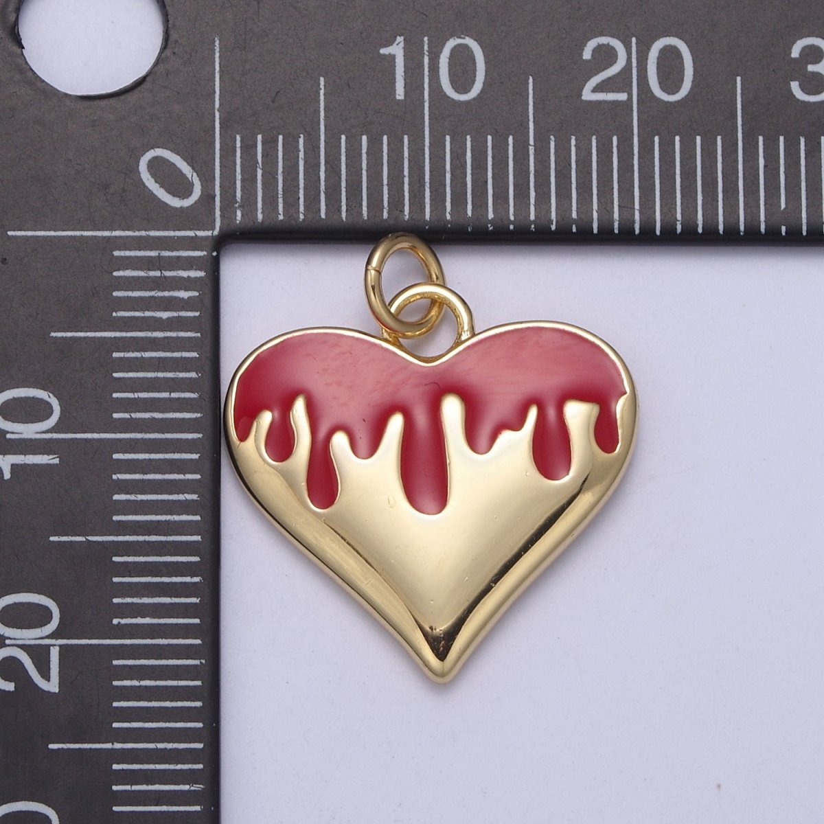 14k Gold Filled Broken Heart Charm Dripping Blood Red Black White Enamel Love for Valentine Jewelry Making N-348