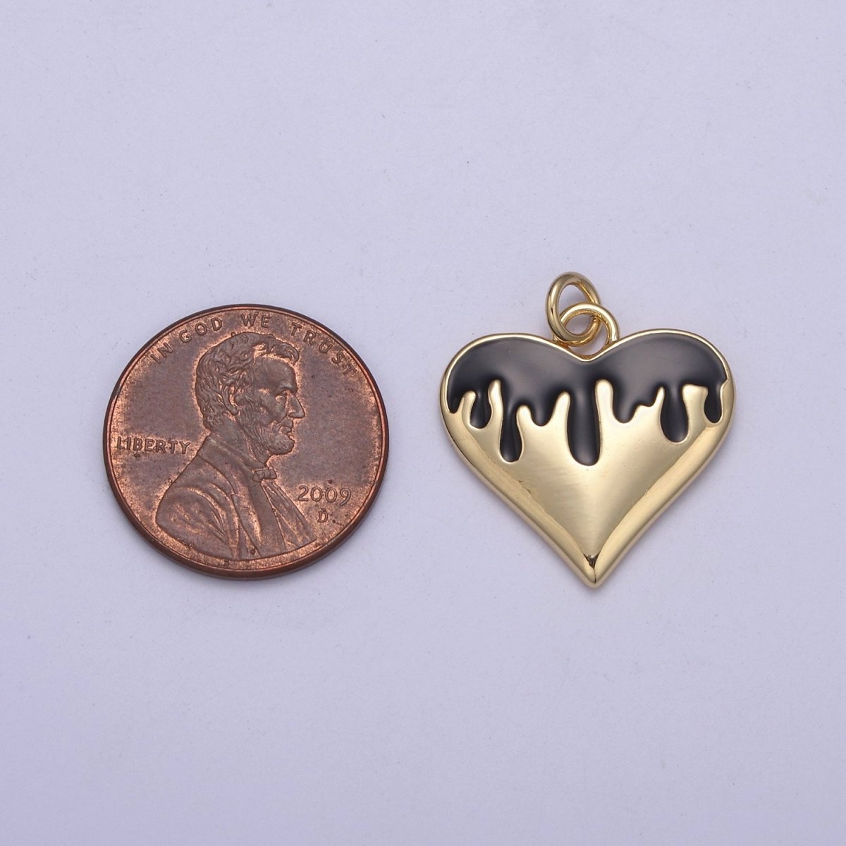 14k Gold Filled Broken Heart Charm Dripping Blood Red Black White Enamel Love for Valentine Jewelry Making N-348