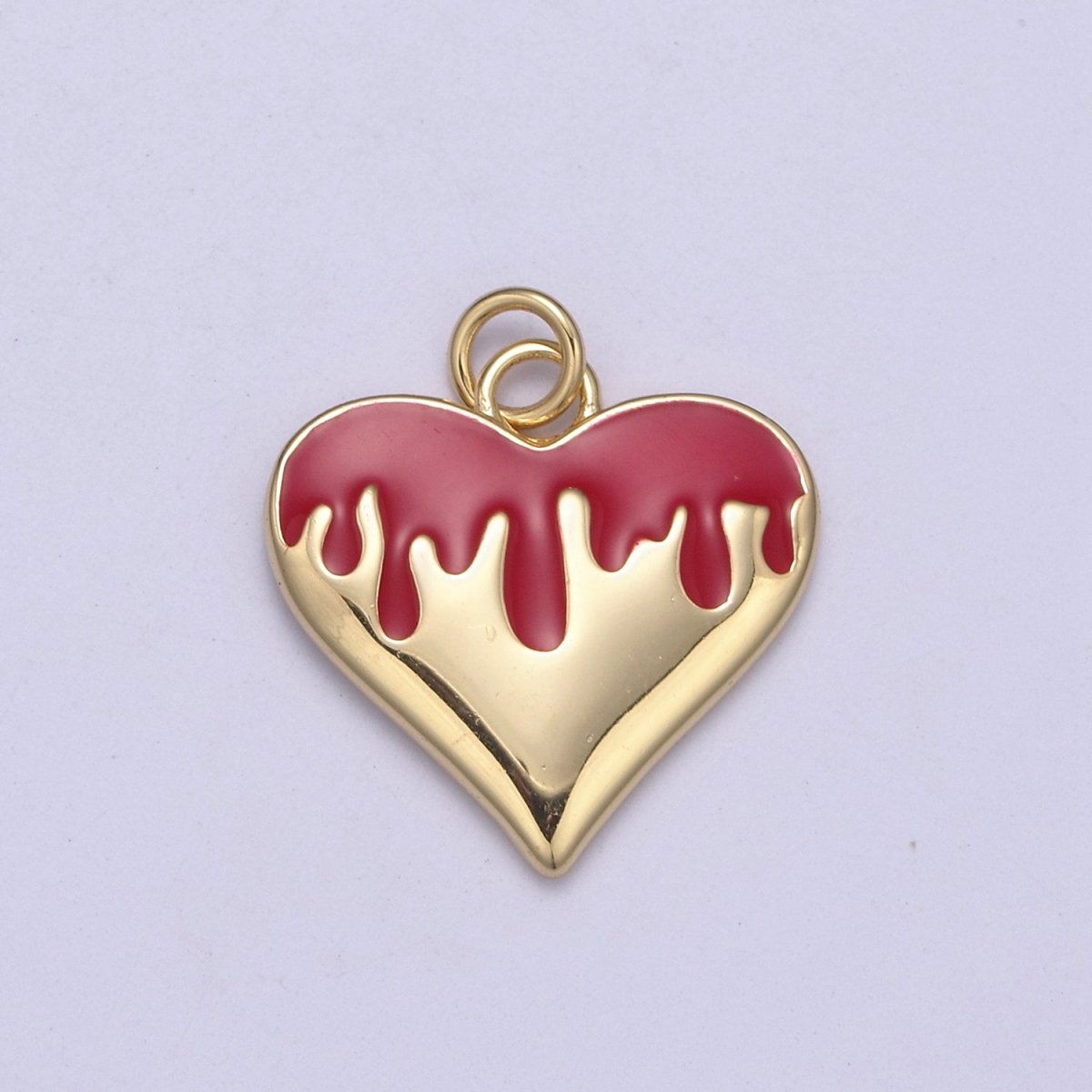 14k Gold Filled Broken Heart Charm Dripping Blood Red Black White Enamel Love for Valentine Jewelry Making N-348