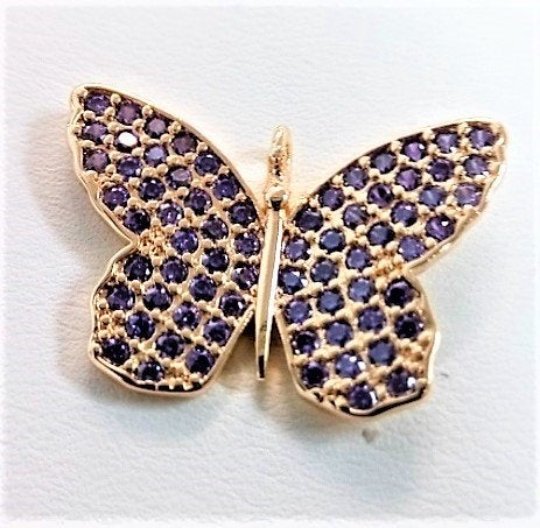 14K Gold Filled Butterfly Charm Cubic butterfly charm, Gold butterfly pendant in Blue Purple Red Topaz Cz Micro Pave Charm E-412 E-553 E-555 E-556 E-594