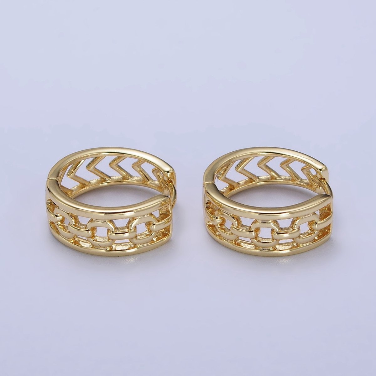 14K Gold Filled Cable Link Arrow 17.5mm Geometric Hoop Earrings | AB239 - DLUXCA