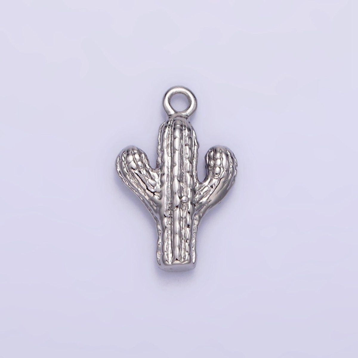 14K Gold Filled Cactus Plant Nature Textured Charm in Gold & Silver | W532