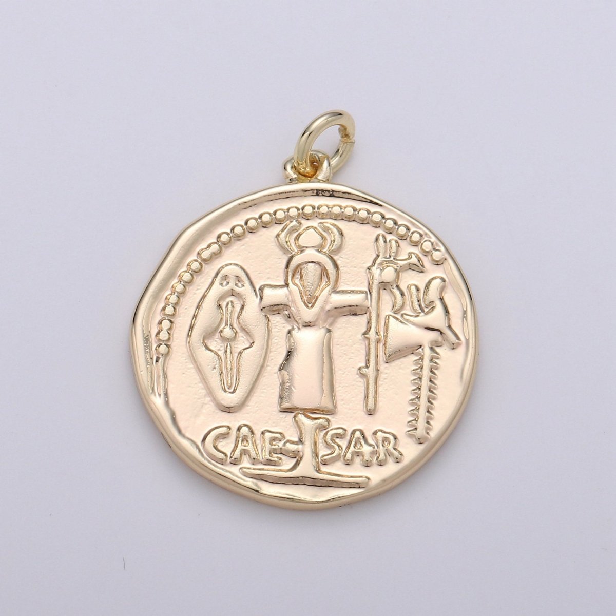 14k Gold Filled Caesar coin charms Dainty Greek charms, Olympus charms Caesar pendant, Caesar charms, medallion charms for Necklace Bracelet D-390 - DLUXCA