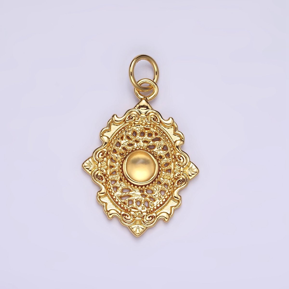 14K Gold Filled Carnelian, Agate, Tiger Eye Dot Artisan Oval Charm in Gold & Silver | AC885 - AC890