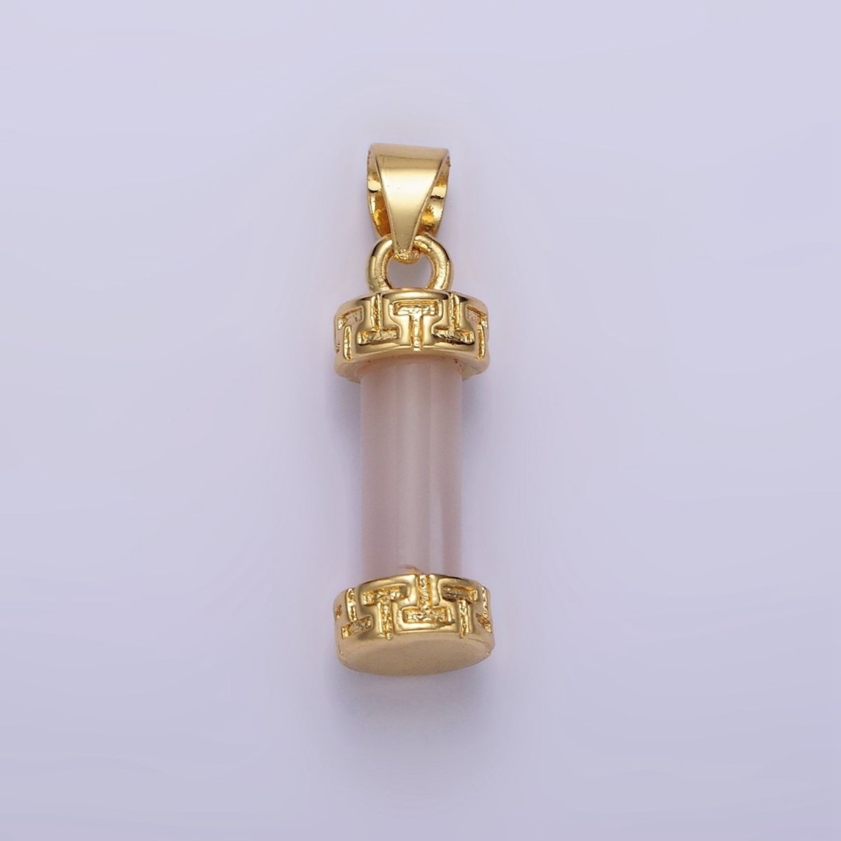 14K Gold Filled Carnelian, Amazonite, Amethyst, Onyx, Clear Quartz, Rose Quartz, Howlite, Tiger Eye Engraved Cylinder Tube Pendant | N1272 - N1279