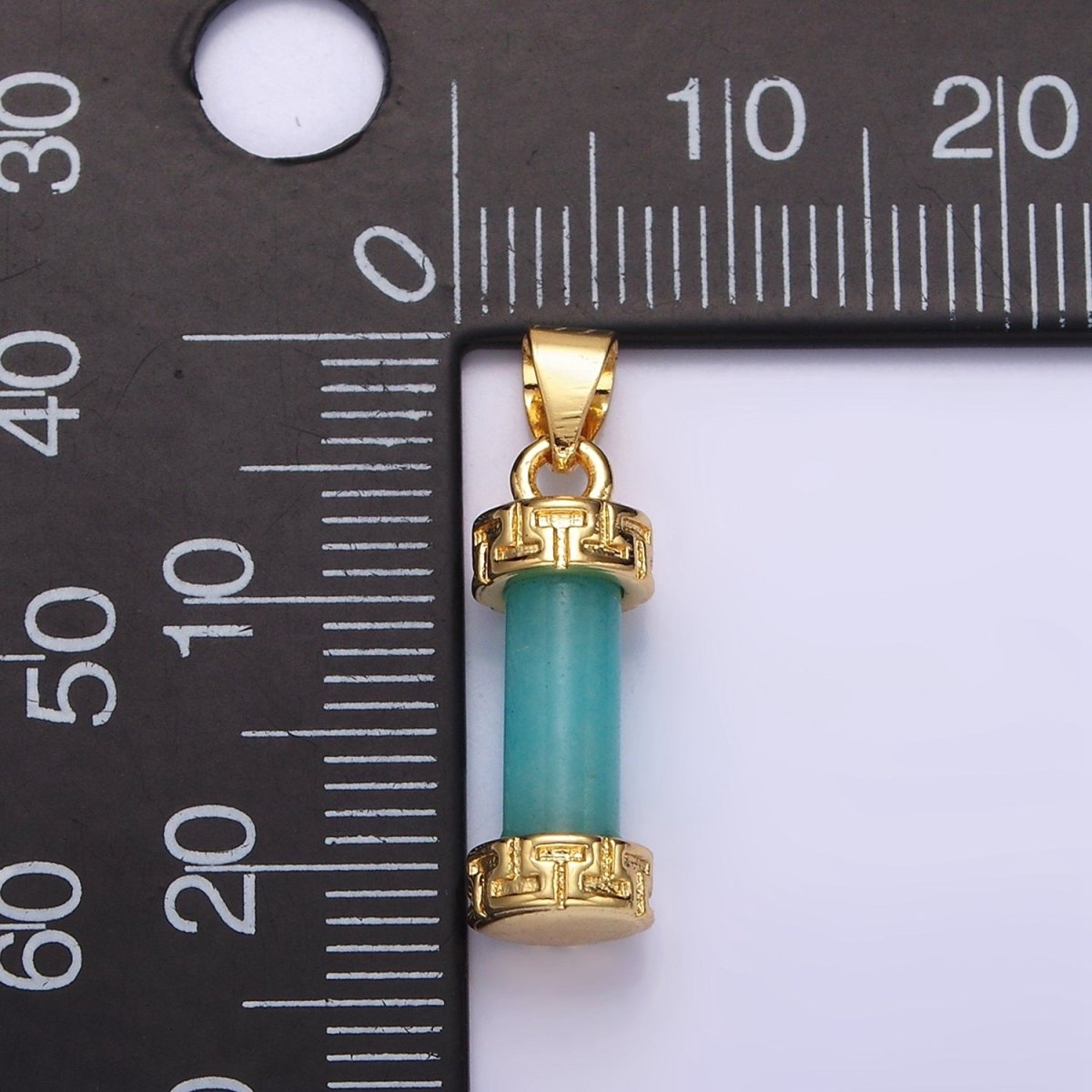 14K Gold Filled Carnelian, Amazonite, Amethyst, Onyx, Clear Quartz, Rose Quartz, Howlite, Tiger Eye Engraved Cylinder Tube Pendant | N1272 - N1279