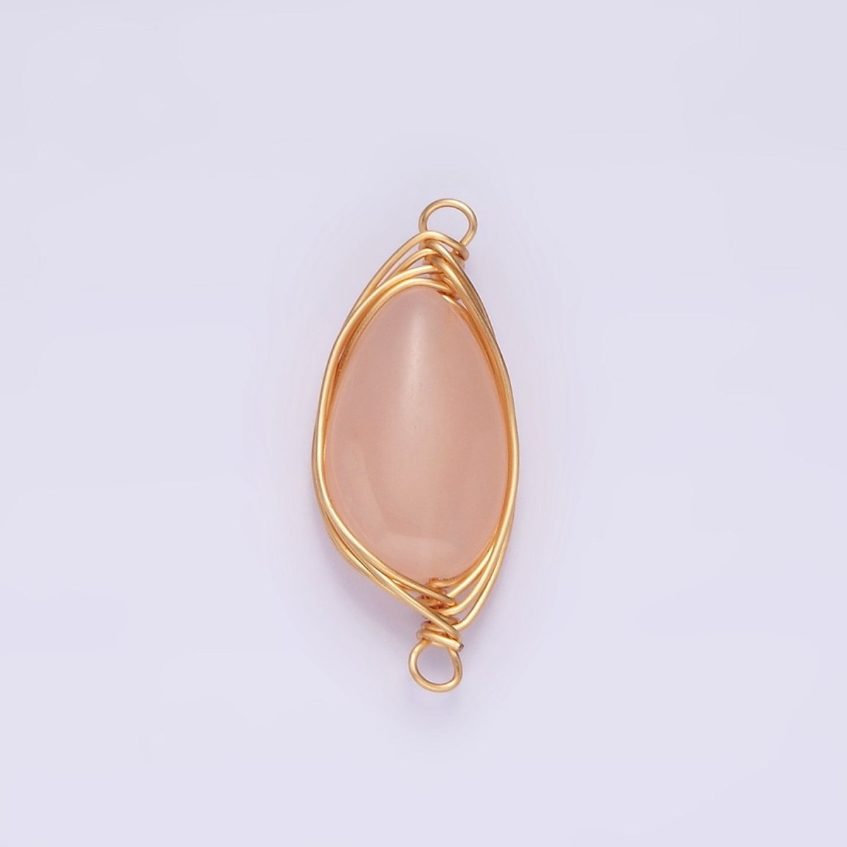 14K Gold Filled Carnelian, Amethyst, Rose Quartz Teardrop Pear Wire Wrapped Connector | G-049 - G-051