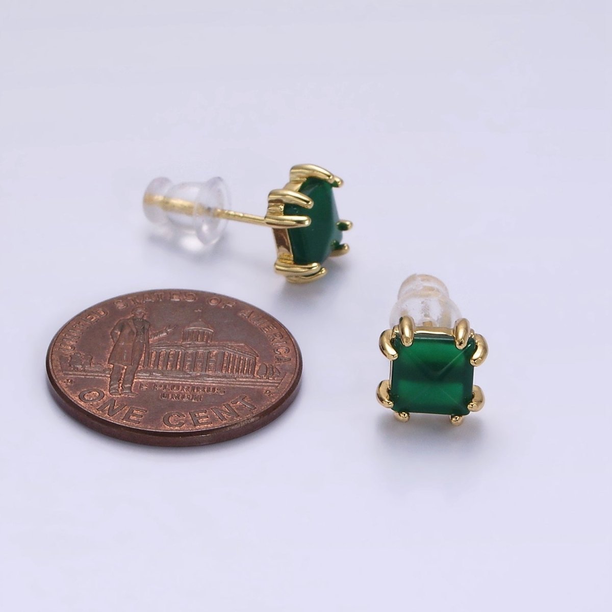 14K Gold Filled Carnelian, Onyx, Aventurine Gemstone Square Minimalist Stud Earrings | AE986 - AE988