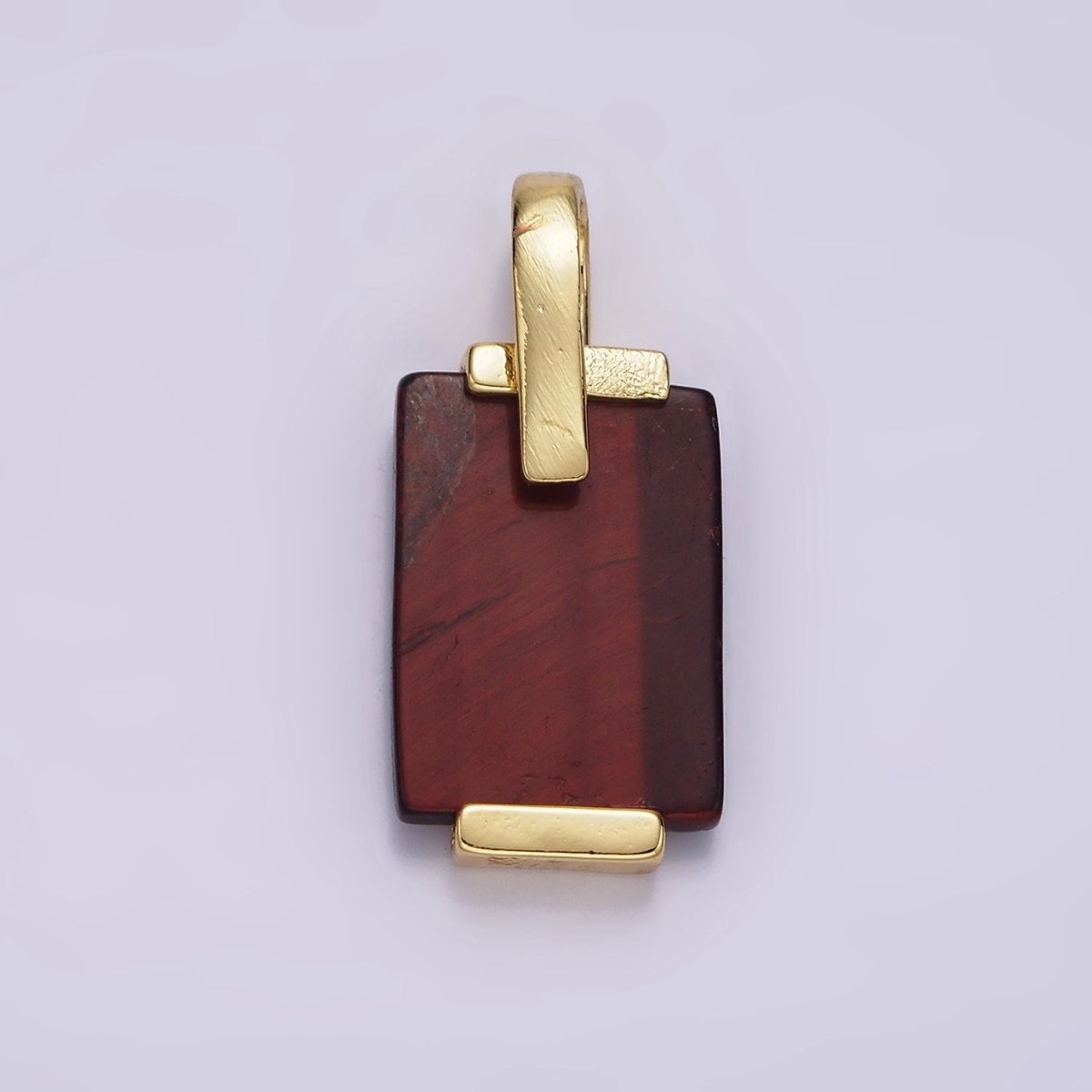 14K Gold Filled Carnelian, Tiger Eye, Green Agate Rectangular Bar Rhombus Pendant | AH131 AH132