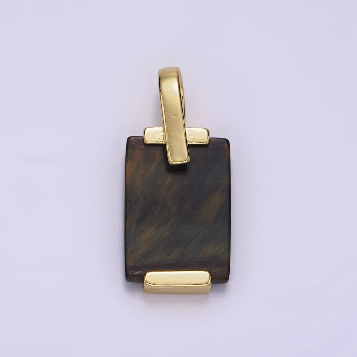14K Gold Filled Carnelian, Tiger Eye, Green Agate Rectangular Bar Rhombus Pendant | AH131 AH132