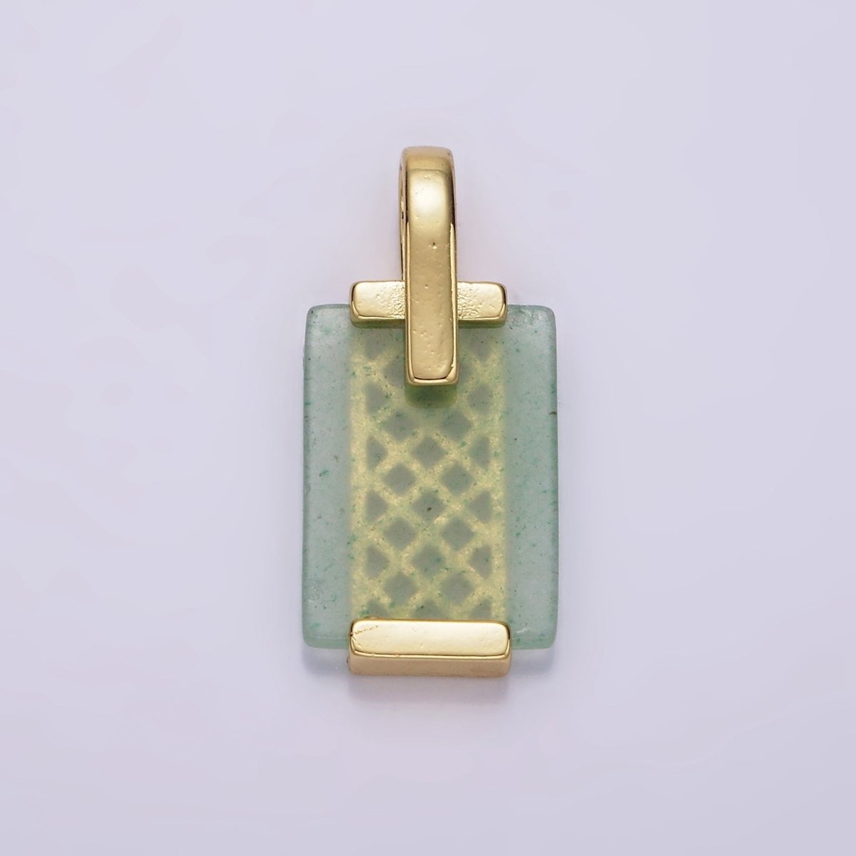 14K Gold Filled Carnelian, Tiger Eye, Green Agate Rectangular Bar Rhombus Pendant | AH131 AH132