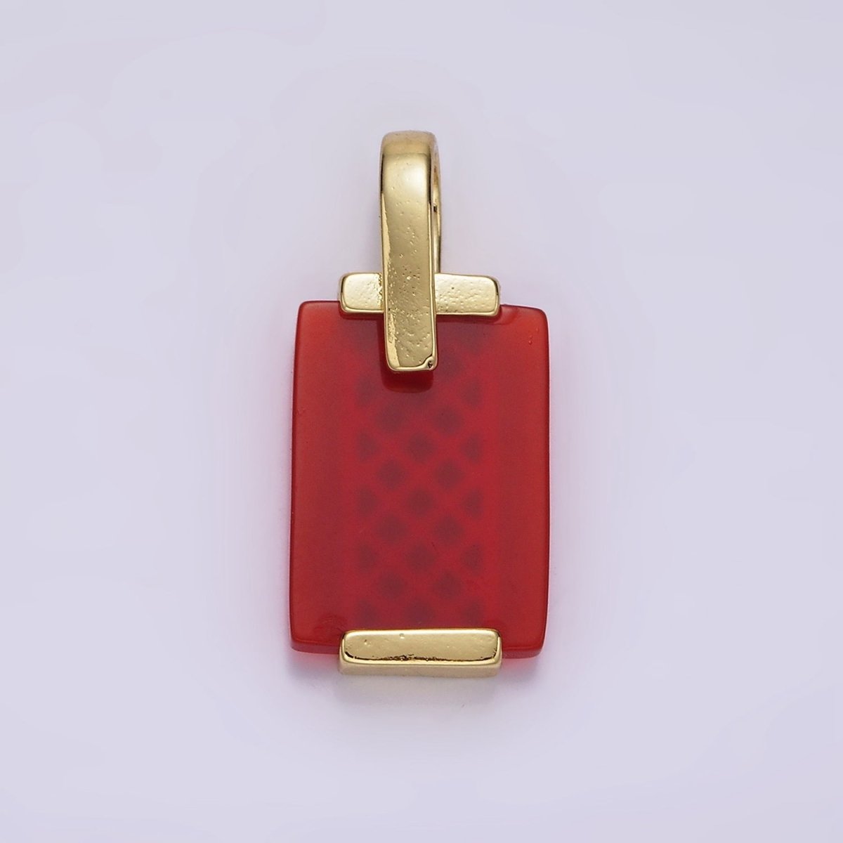 14K Gold Filled Carnelian, Tiger Eye, Green Agate Rectangular Bar Rhombus Pendant | AH131 AH132