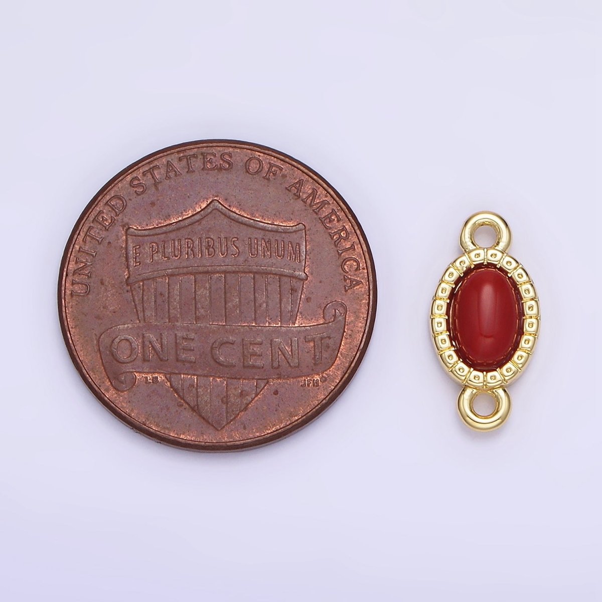 14K Gold Filled Carnelian, Turquoise Oval Gemstone Bezel Connector | G355