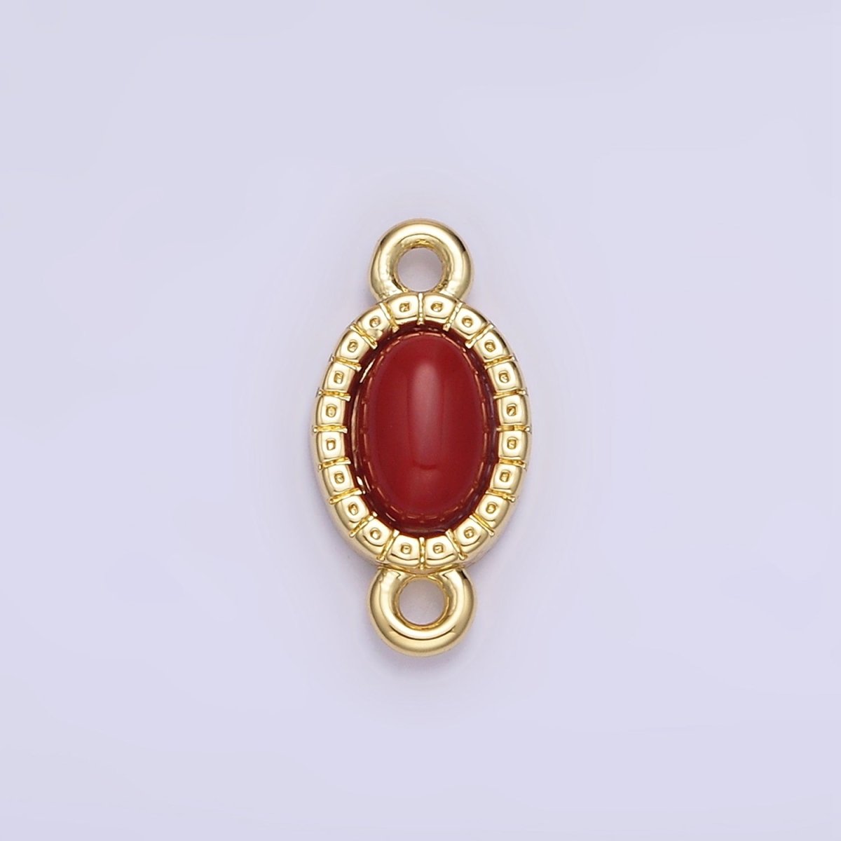 14K Gold Filled Carnelian, Turquoise Oval Gemstone Bezel Connector | G355