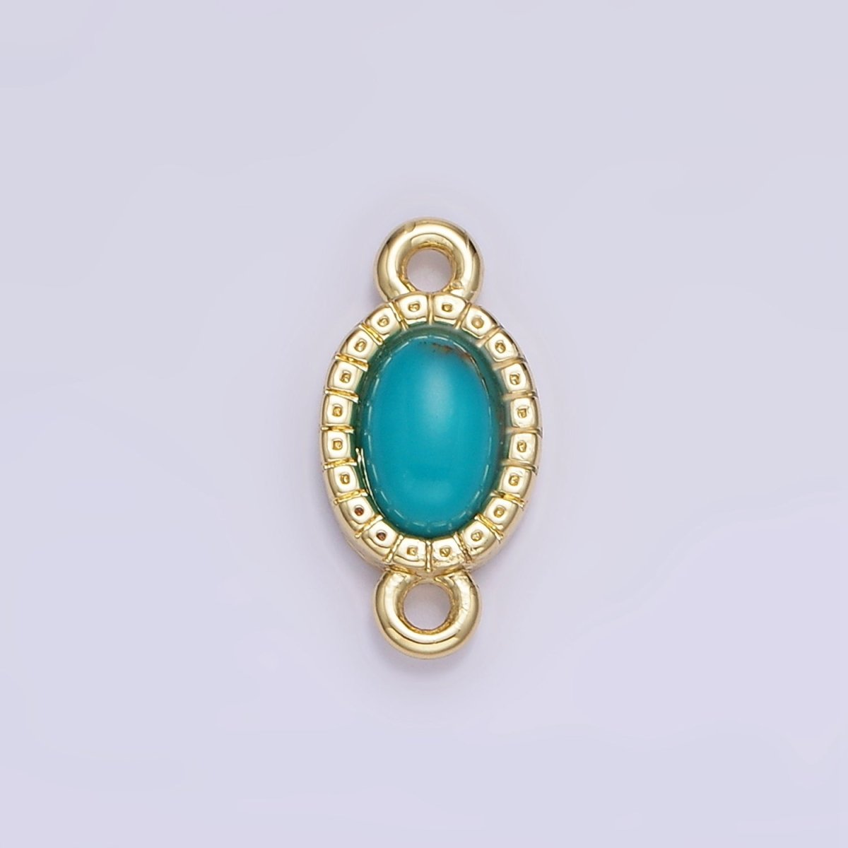 14K Gold Filled Carnelian, Turquoise Oval Gemstone Bezel Connector | G355