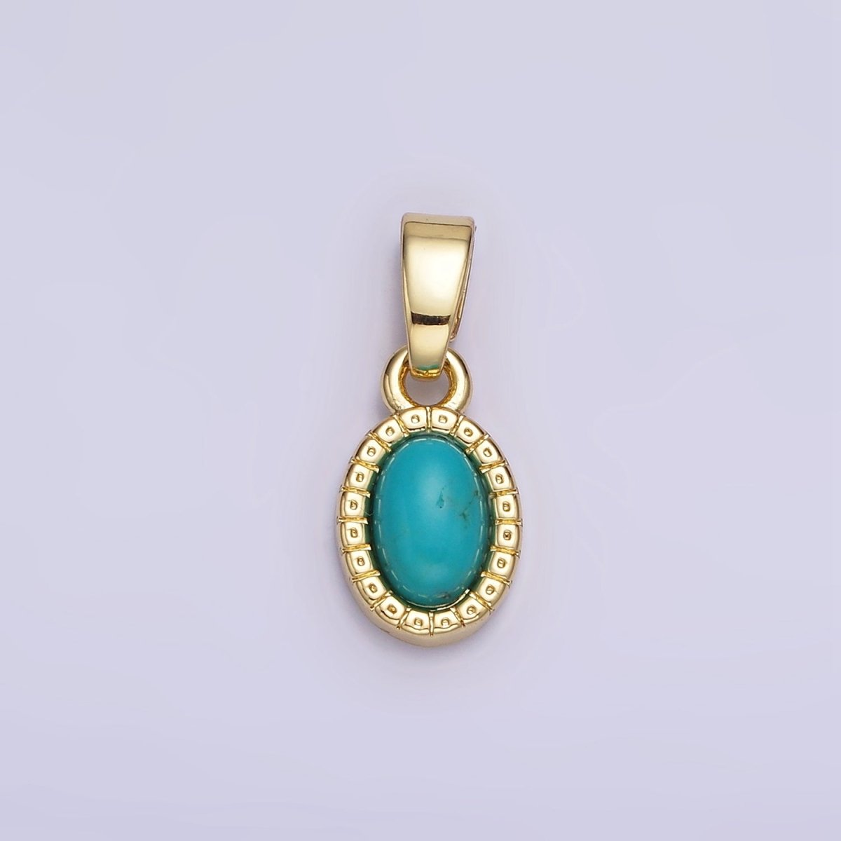 14K Gold Filled Carnelian, Turquoise Oval Gemstone Bezel Pendant | AH160