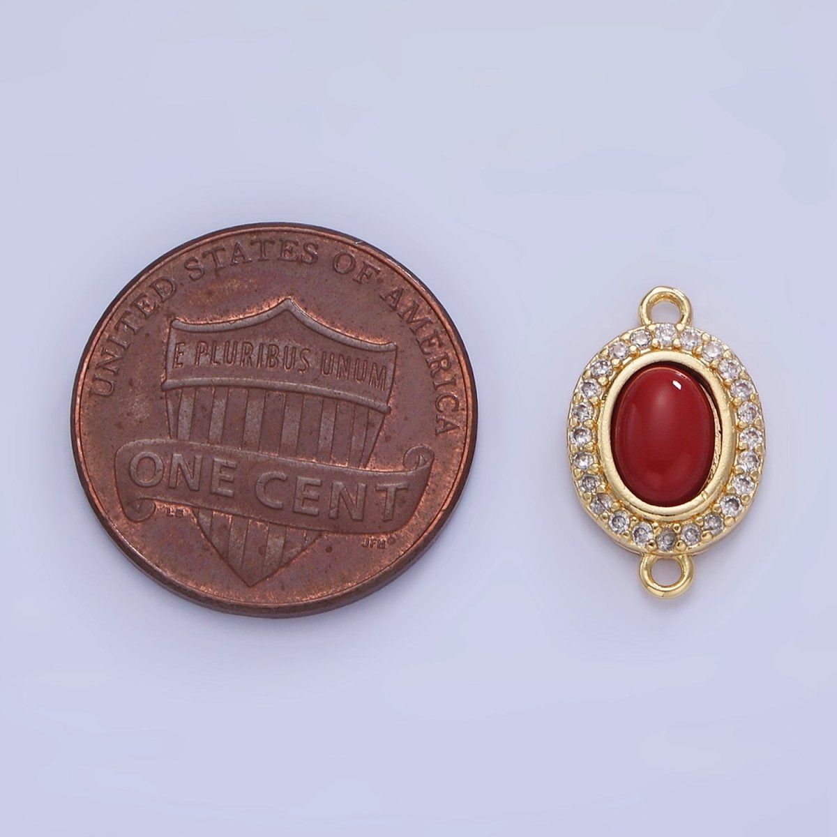 14K Gold Filled Carnelian, Turquoise Oval Micro Paved CZ Connector | G353