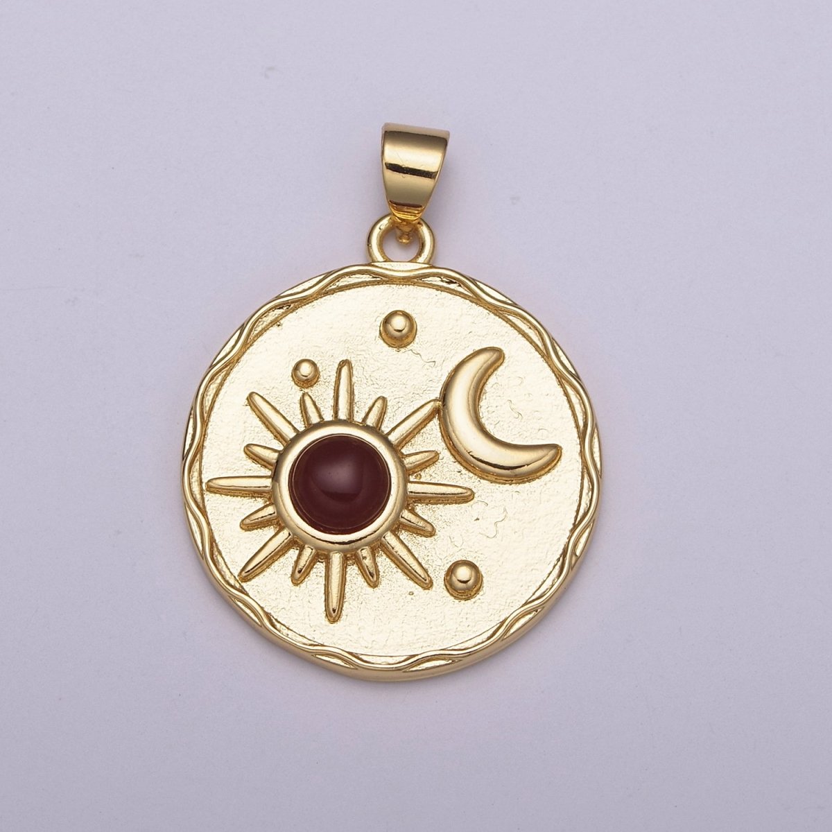 14k Gold filled Celestial charm w/ Moonstone Sun Moon Medallion pendant, Necklace supply, Jewelry makings N-512 N-513