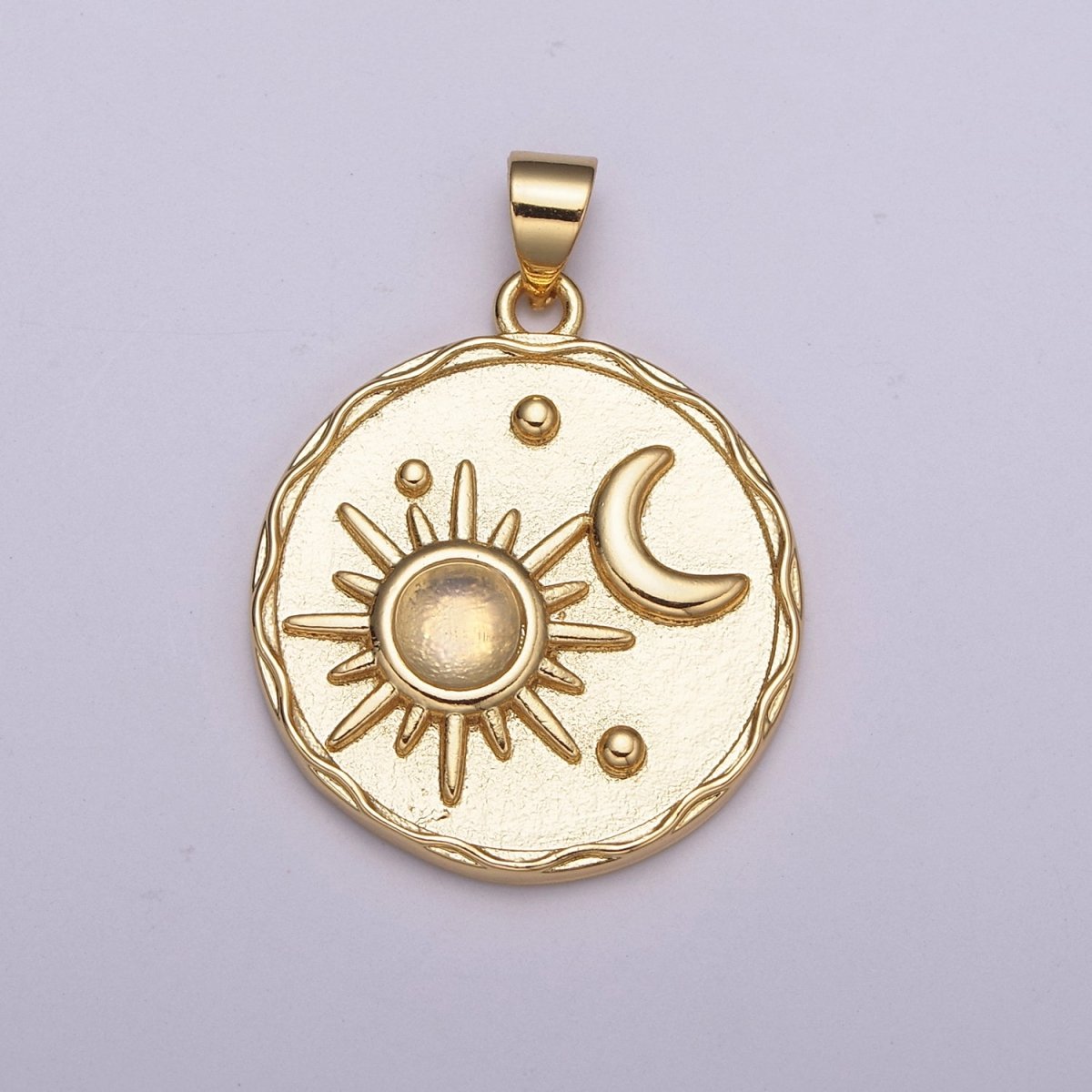 14k Gold filled Celestial charm w/ Moonstone Sun Moon Medallion pendant, Necklace supply, Jewelry makings N-512 N-513