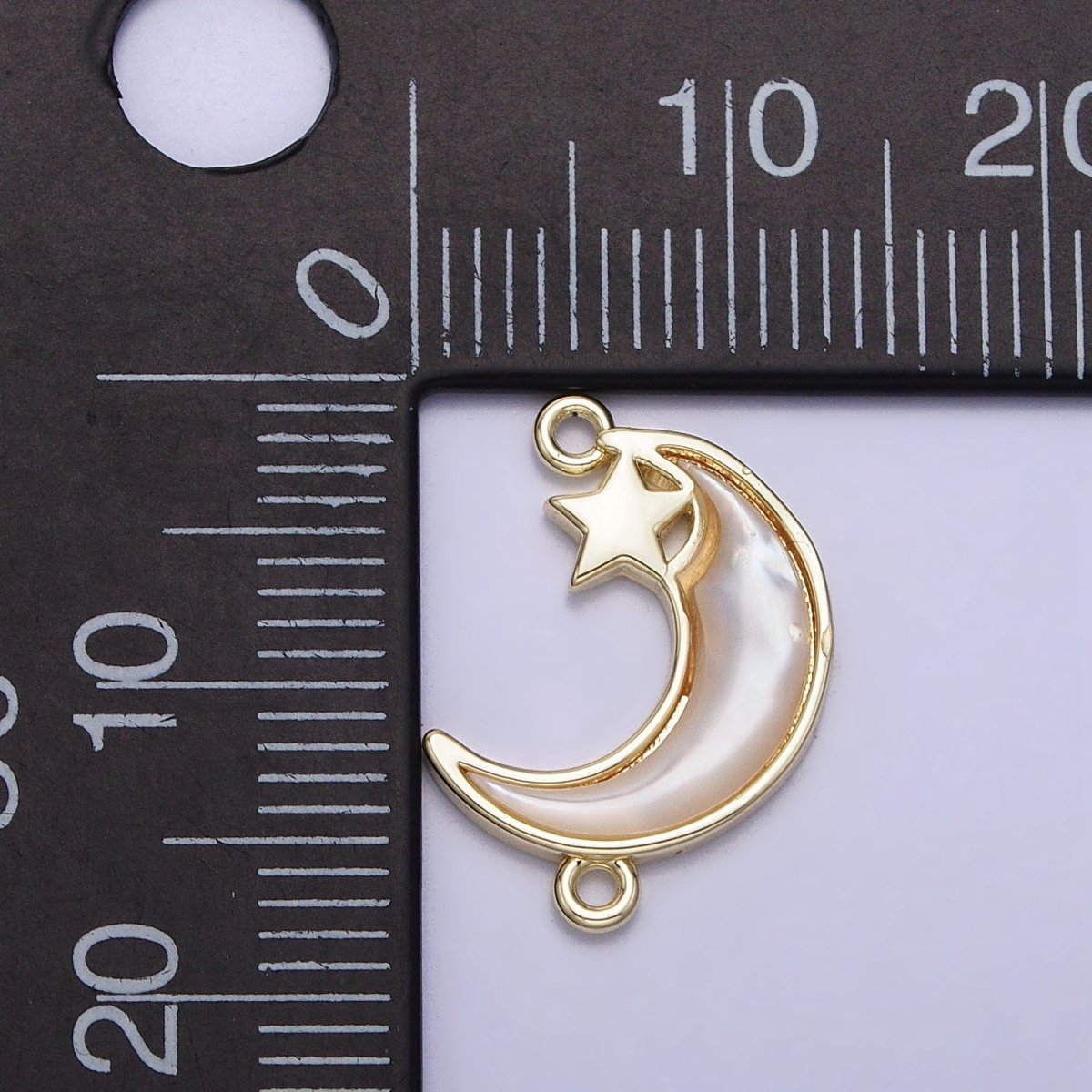14K Gold Filled Celestial Crescent Moon Star Shell Pearl Connector | AA1018 - DLUXCA