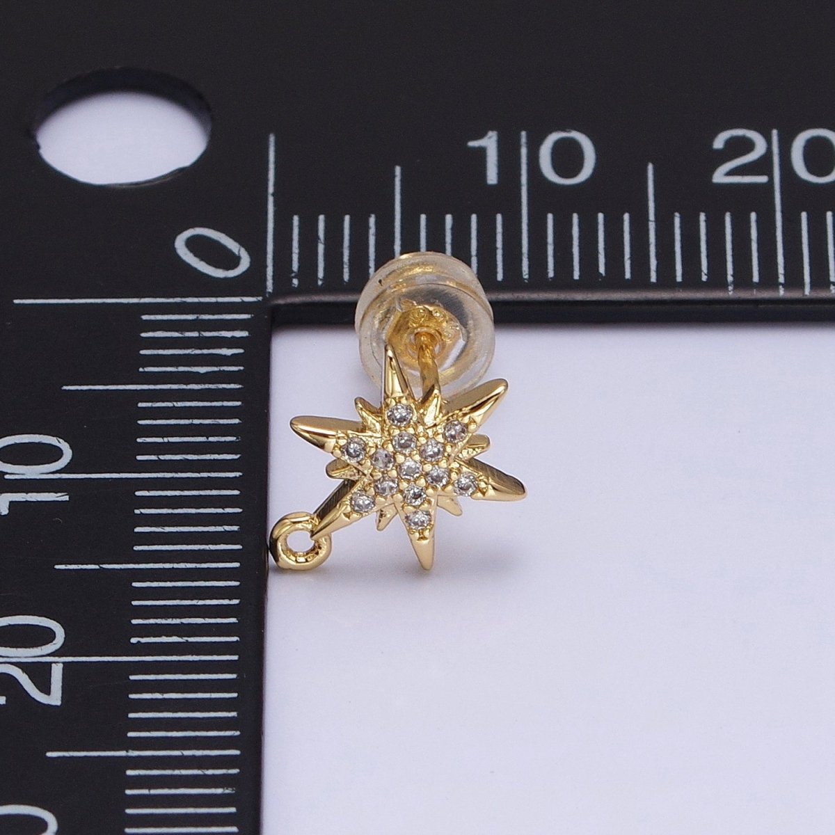 14K Gold Filled Celestial North Star Micro Paved Open Loop Stud Earrings in Silver & Gold | Z-201 Z-213