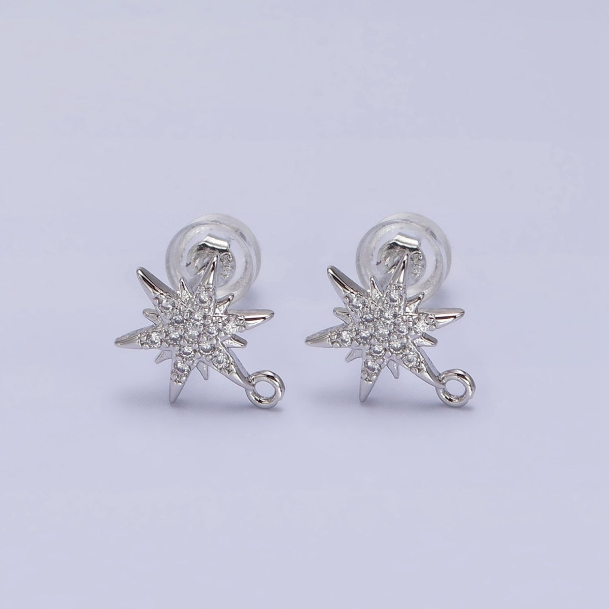 14K Gold Filled Celestial North Star Micro Paved Open Loop Stud Earrings in Silver & Gold | Z-201 Z-213