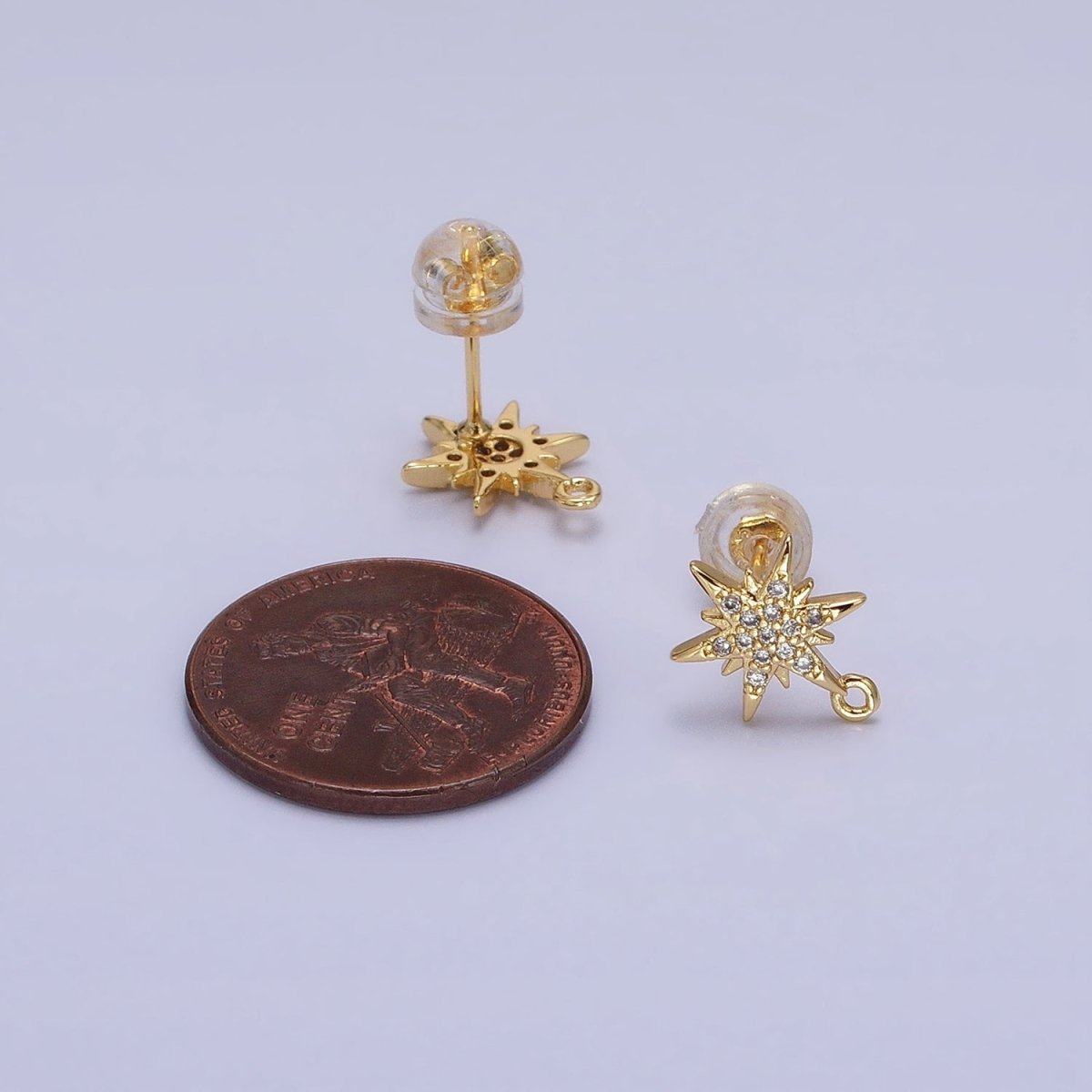 14K Gold Filled Celestial North Star Micro Paved Open Loop Stud Earrings in Silver & Gold | Z-201 Z-213