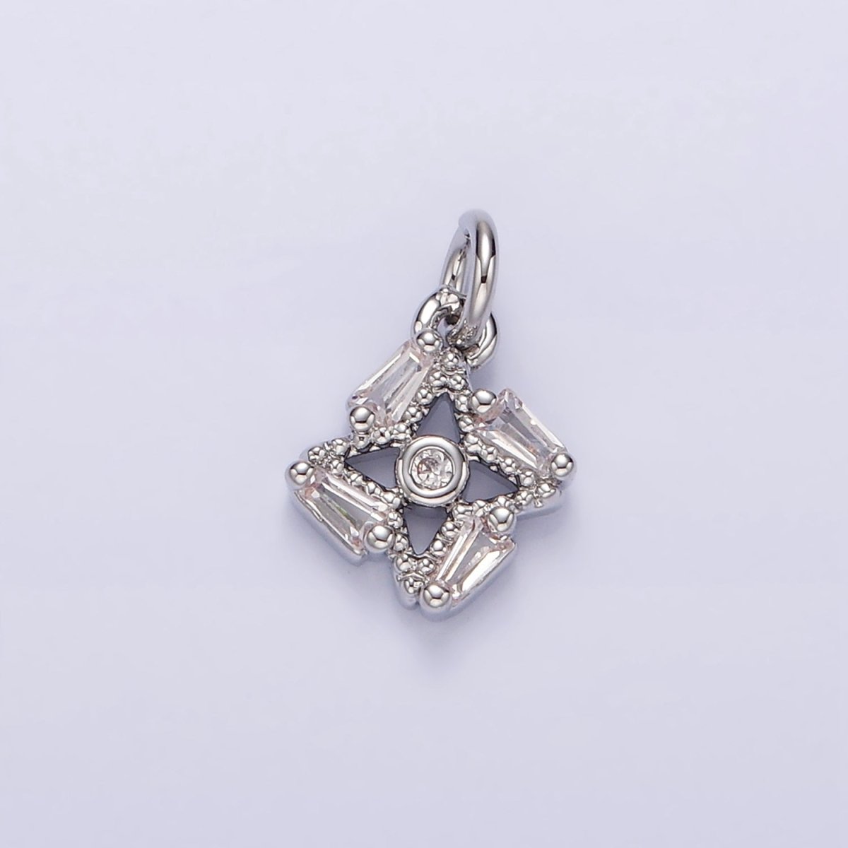 14K Gold Filled Celestial Star CZ Baguette Charm in Gold & Silver | N1095 N1140