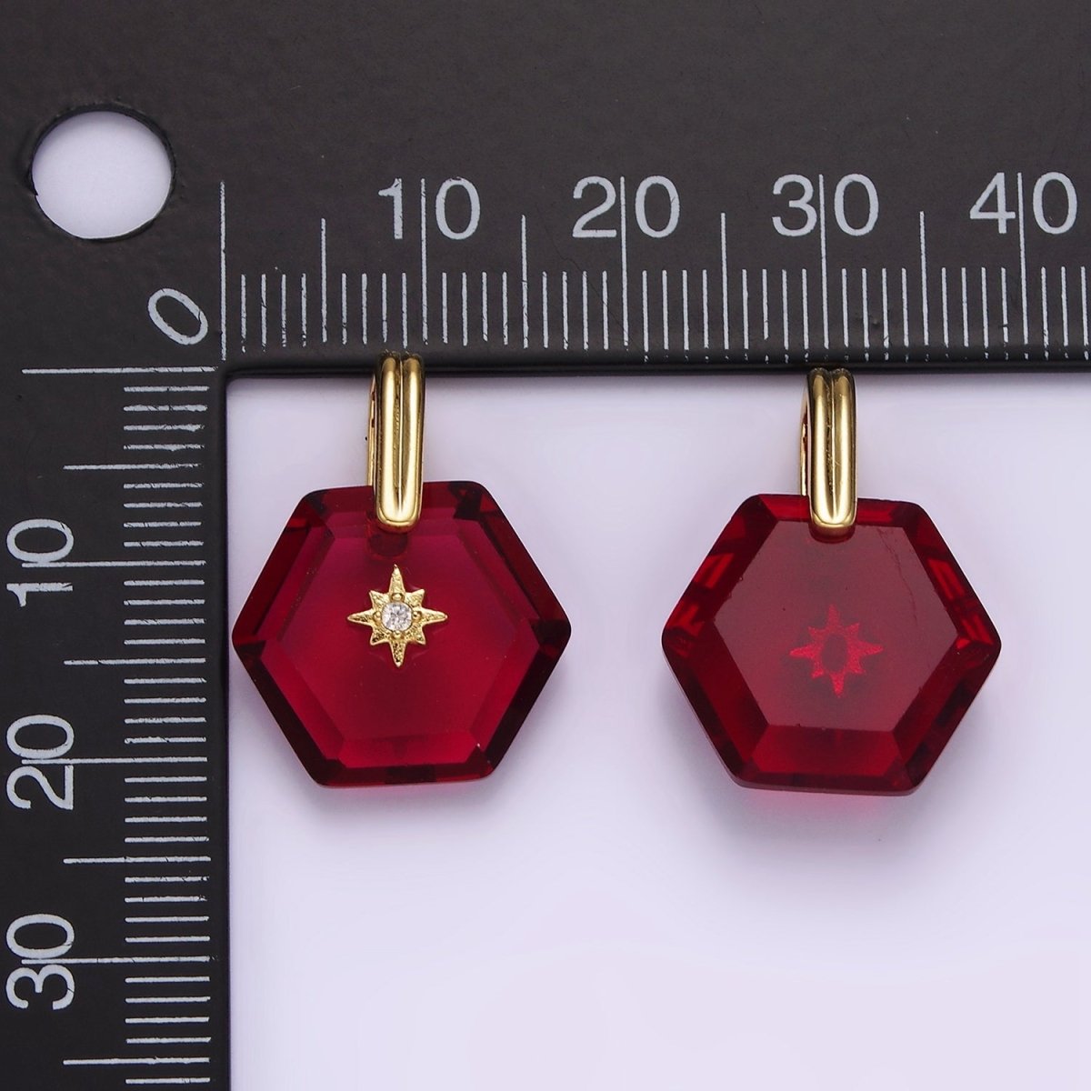 14K Gold Filled Celestial Star CZ Birthstone Hexagonal Personalized Pendant | AH113 - AH118