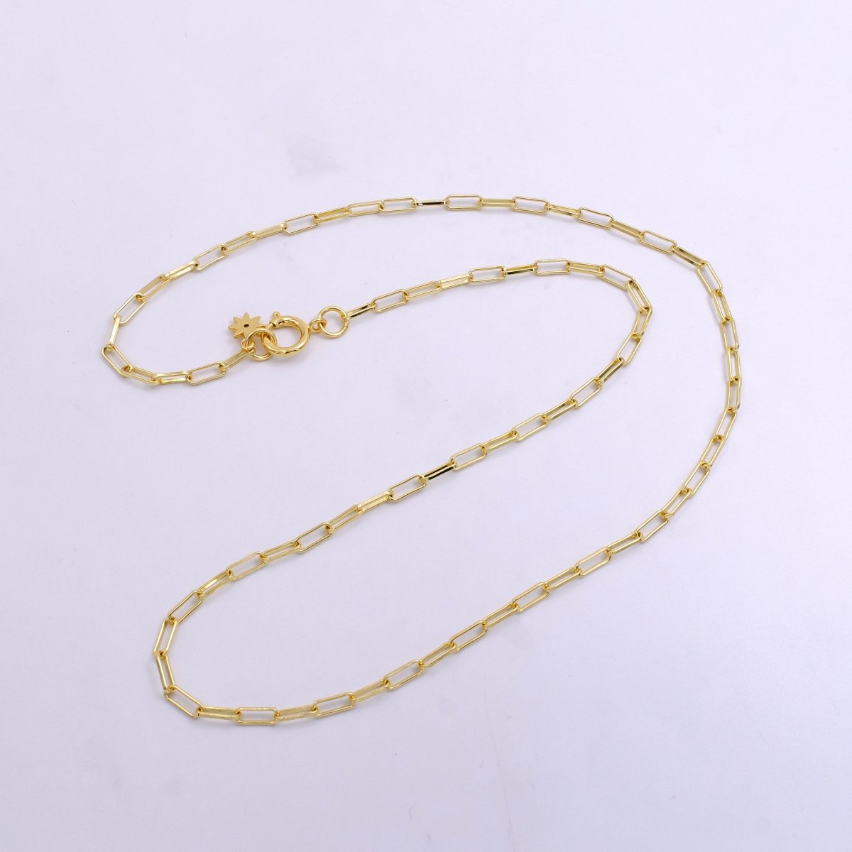 OS 14K Gold Filled Celestial Star CZ Paperclip Chain Spring Ring 27.5 Inch Necklace | WA-2440