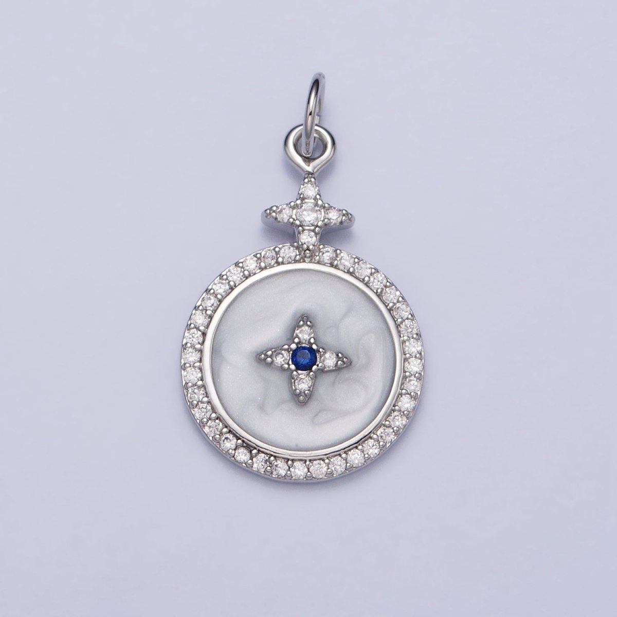 14K Gold Filled Celestial Star Micro Paved White Enamel Charm in Gold & Silver | AC424