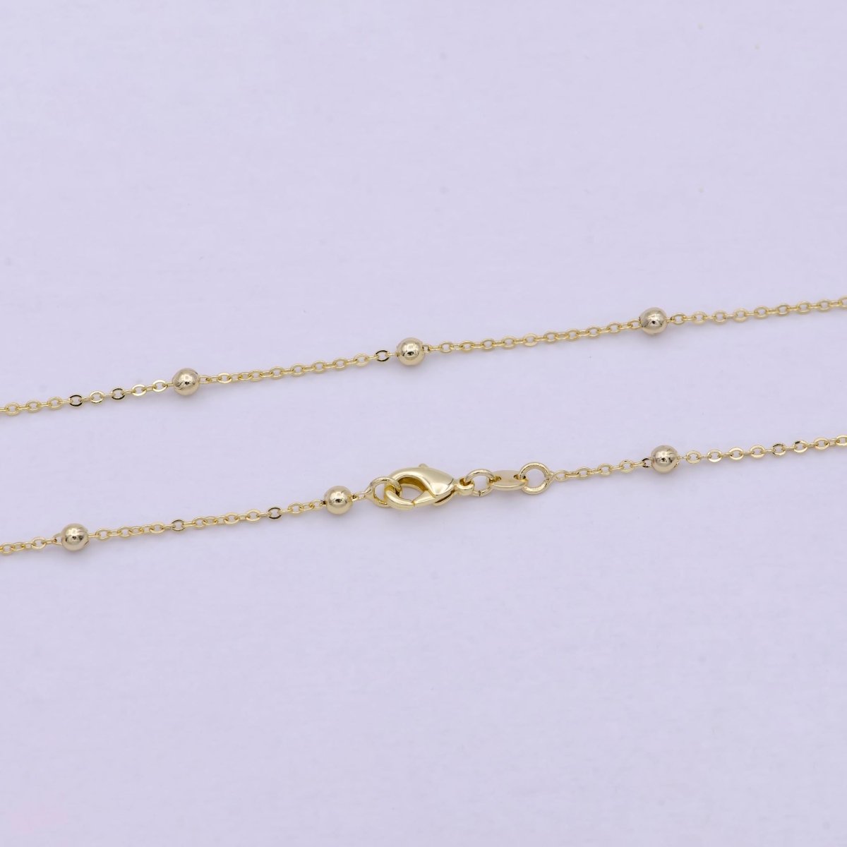 14K Gold Filled Chain, 3mm Bead Width, 24 Inch Layering Beaded Satellite Cable Necklace | WA-616 Clearance Pricing - DLUXCA