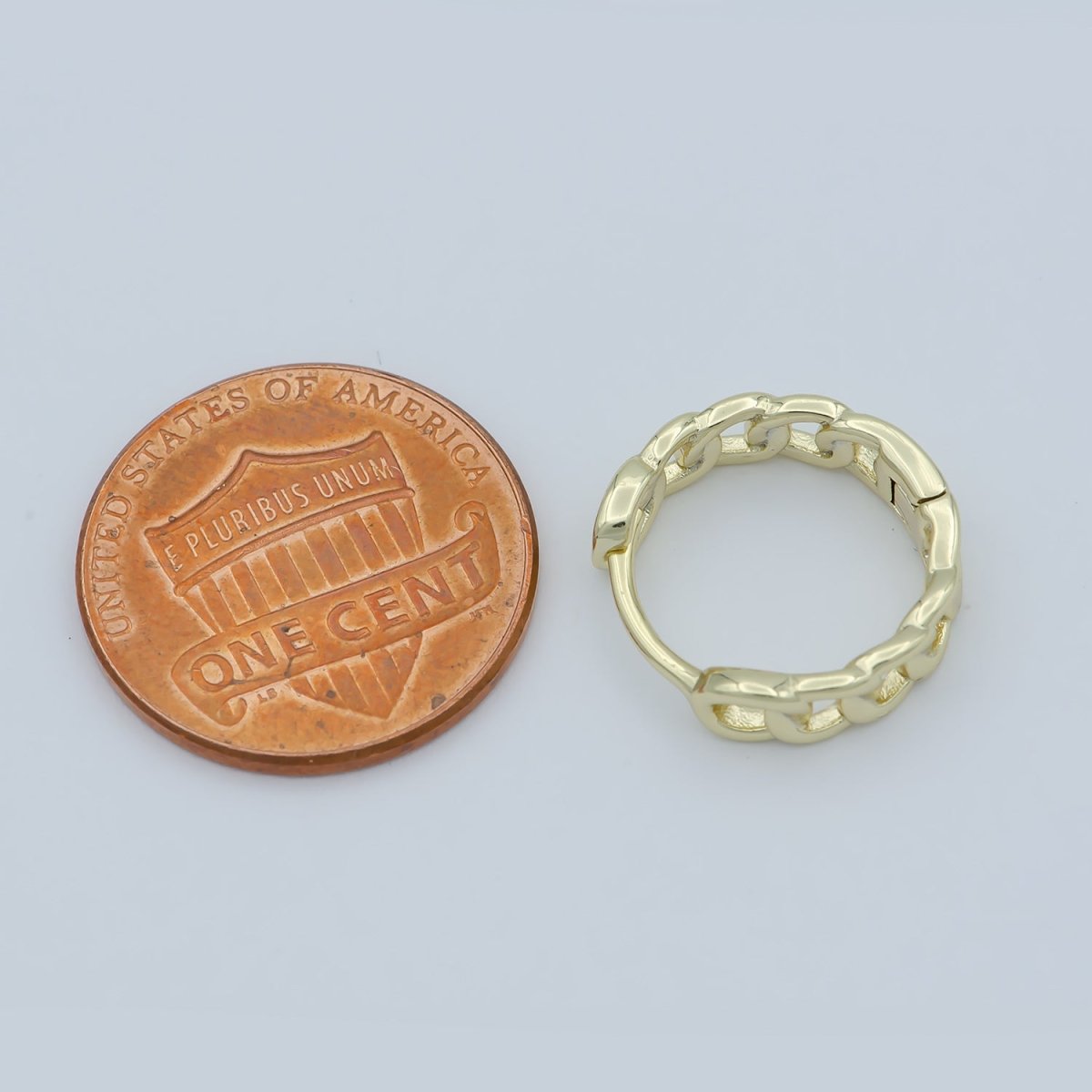 14K Gold Filled Chain Link Hoop, 15mm Curb Chain Huggies - DLUXCA