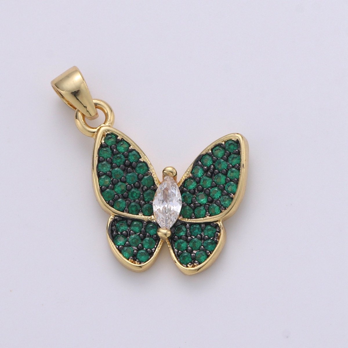 14k Gold Filled Charm Dainty Cubic Butterfly Pendant, Bracelet Charm, Necklace Pendant, Micro Pave Animal Jewelry Supply I-375~I-378