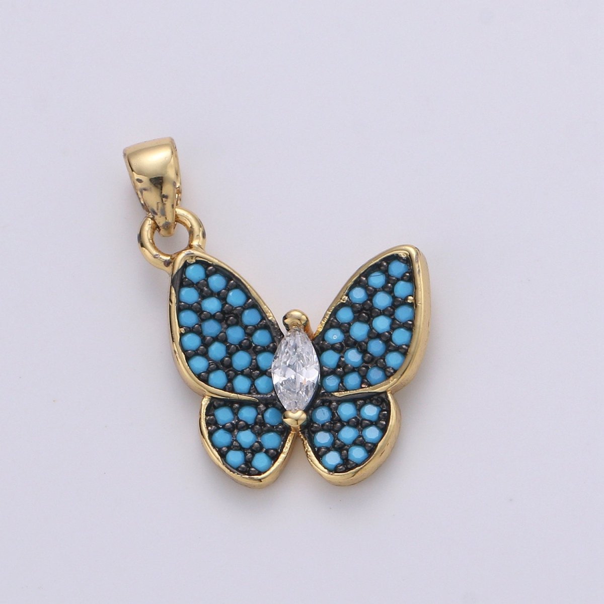 14k Gold Filled Charm Dainty Cubic Butterfly Pendant, Bracelet Charm, Necklace Pendant, Micro Pave Animal Jewelry Supply I-375~I-378