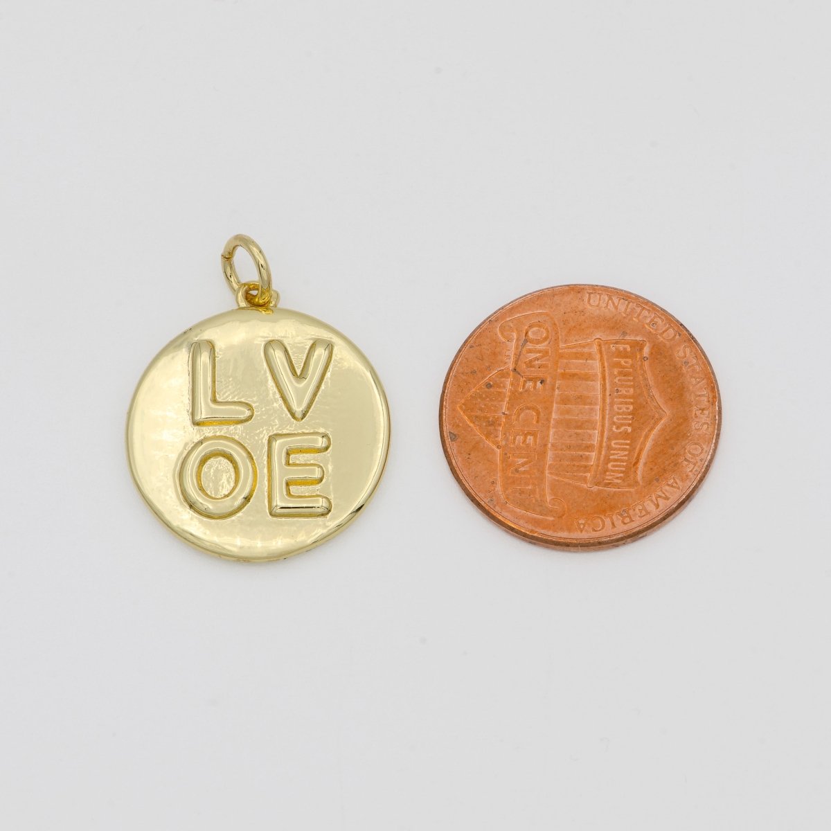14K Gold Filled Charm Medallion Heart Pendant LOVE Words Charm Tag Jewelry for Necklace Bracelet Earring Component Supply E-160