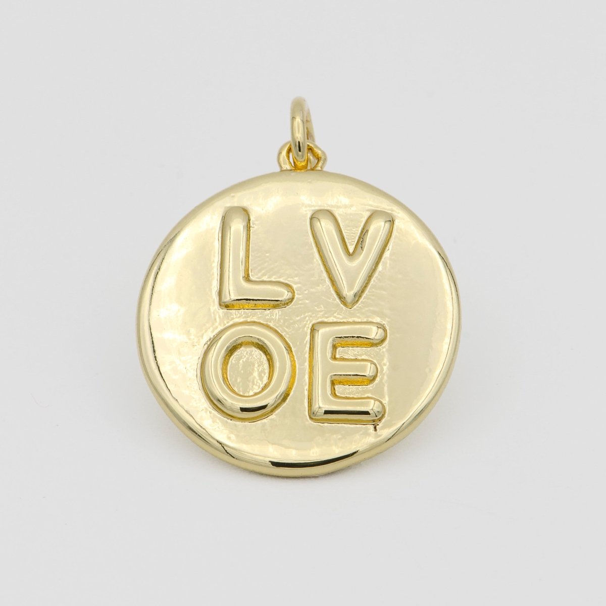 14K Gold Filled Charm Medallion Heart Pendant LOVE Words Charm Tag Jewelry for Necklace Bracelet Earring Component Supply E-160