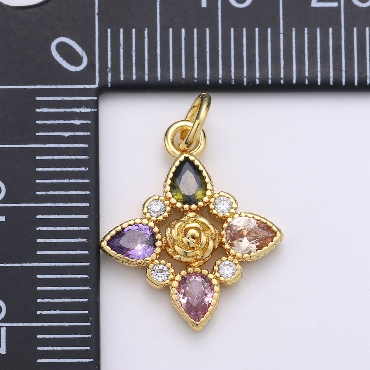 14K Gold Filled Charm Multi Color Rainbow Cross Charm for Necklace Pendant Earring Findings Jewelry Making Supplies E-020