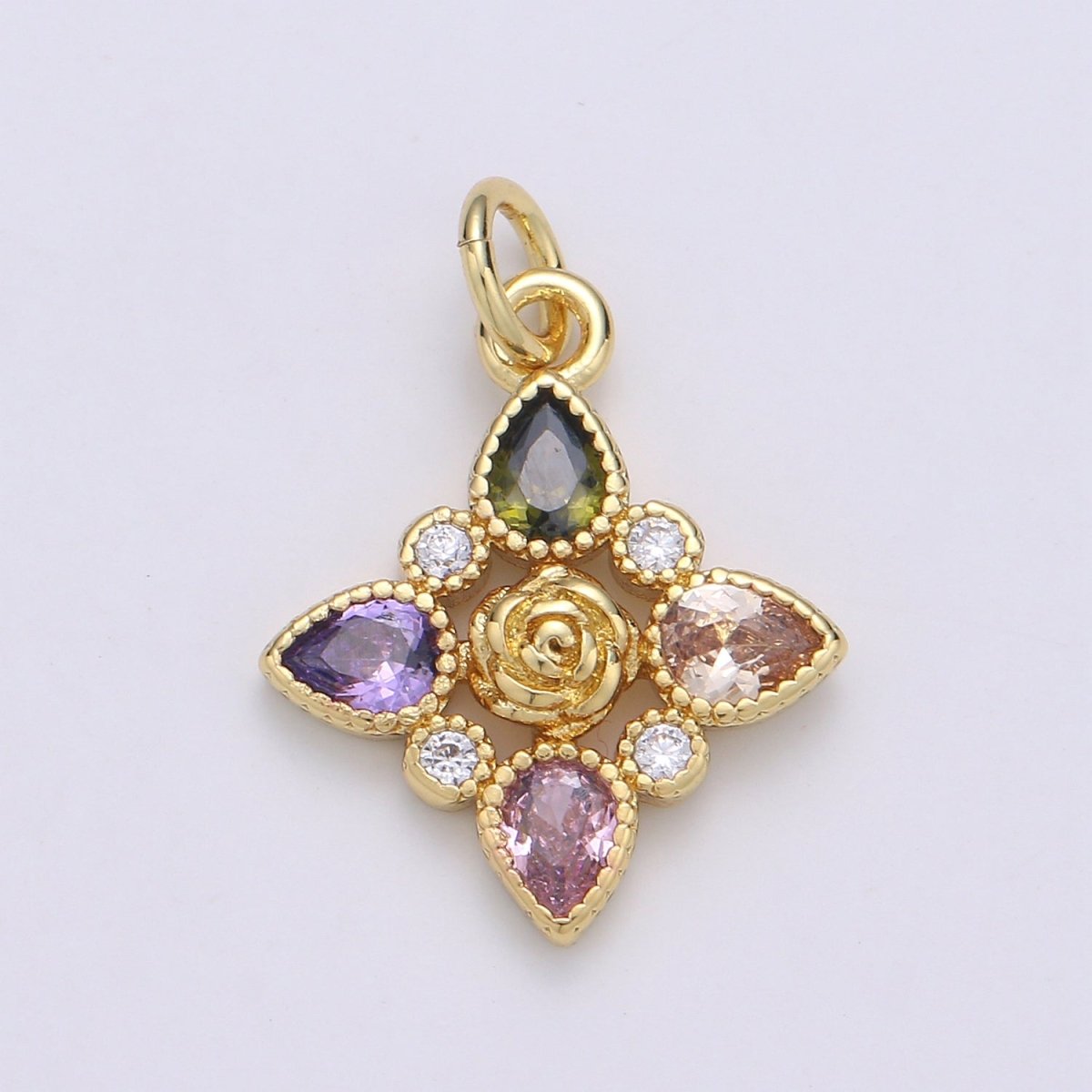14K Gold Filled Charm Multi Color Rainbow Cross Charm for Necklace Pendant Earring Findings Jewelry Making Supplies E-020