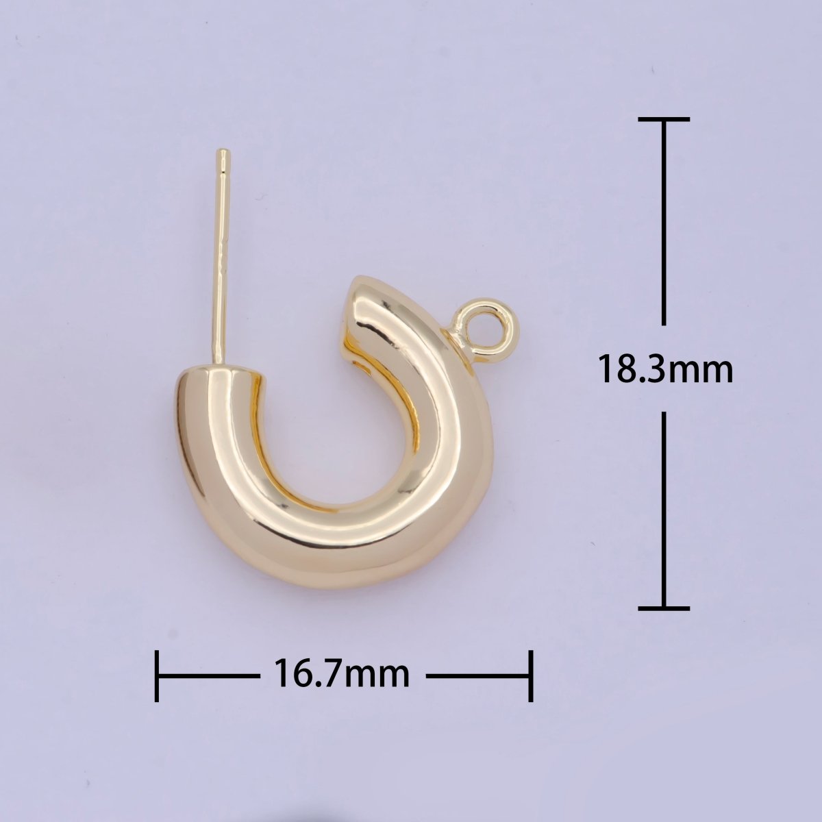 14K Gold Filled Chubby C-Shaped Hoop Open Loop Earrings Making Supply L-732