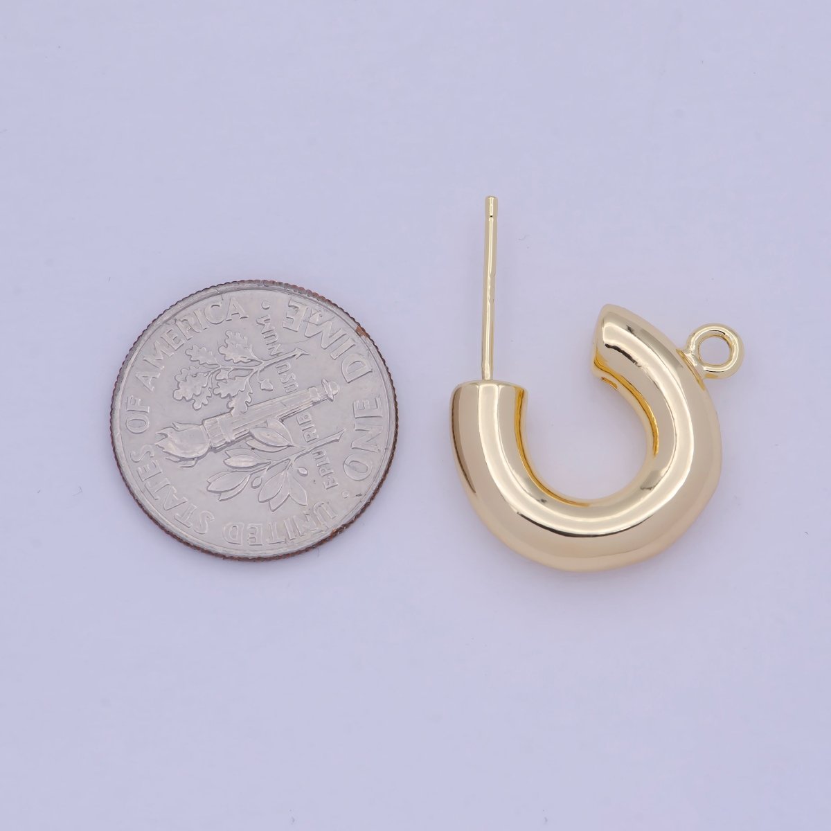 14K Gold Filled Chubby C-Shaped Hoop Open Loop Earrings Making Supply L-732