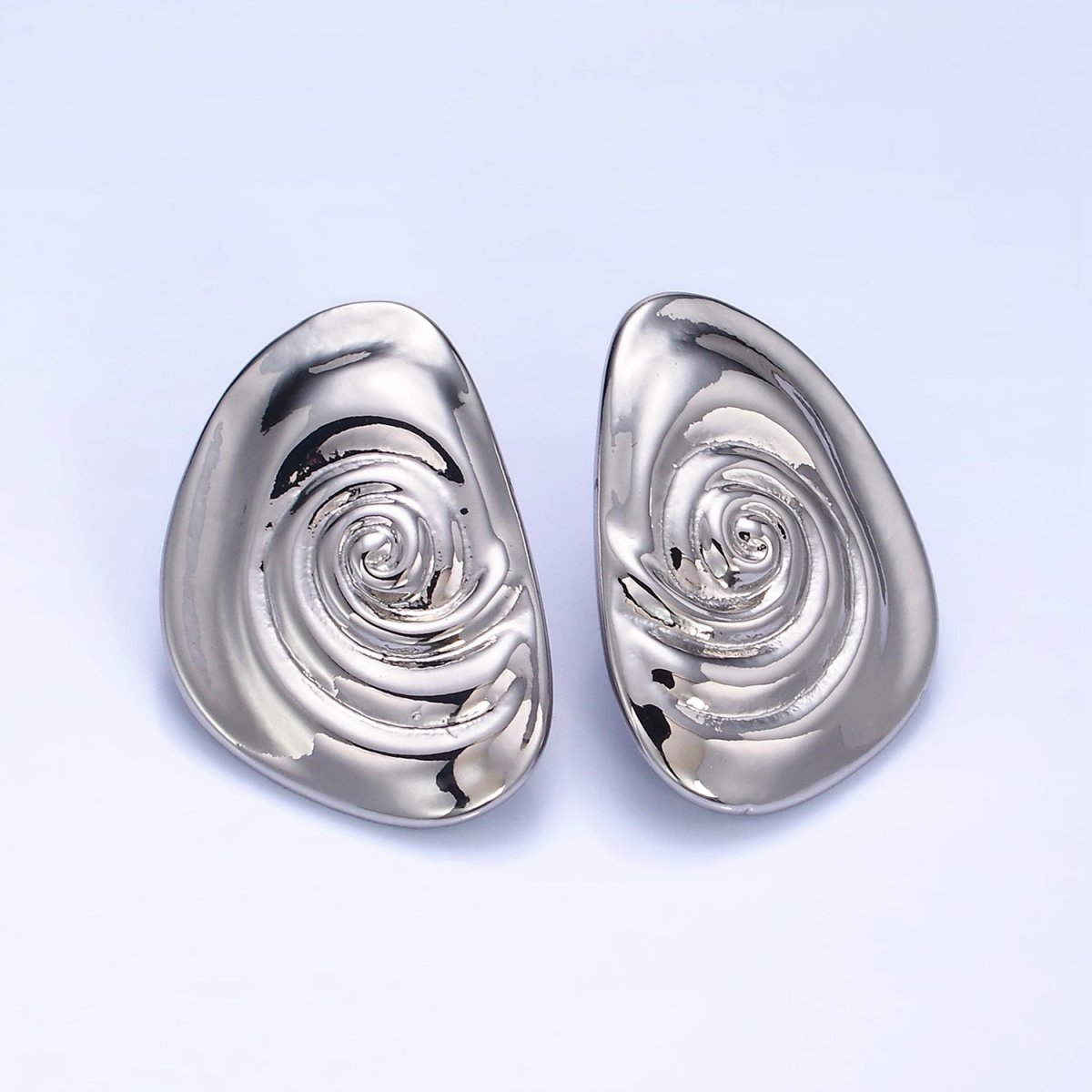 14K Gold Filled Circular Wave Abstract Stud Earrings in Gold & Silver | P454 P455