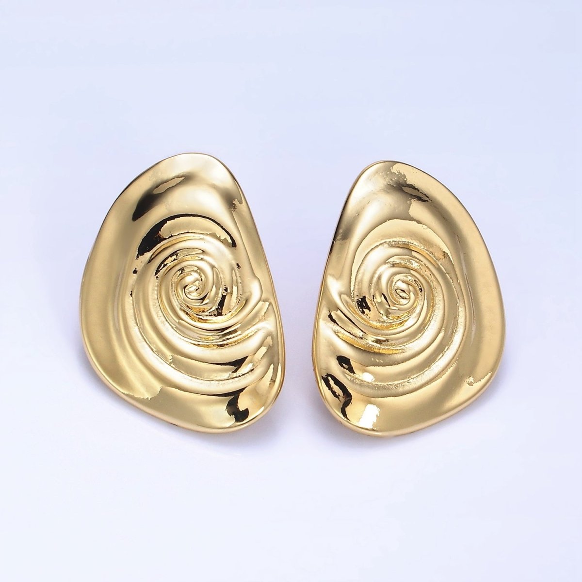 14K Gold Filled Circular Wave Abstract Stud Earrings in Gold & Silver | P454 P455