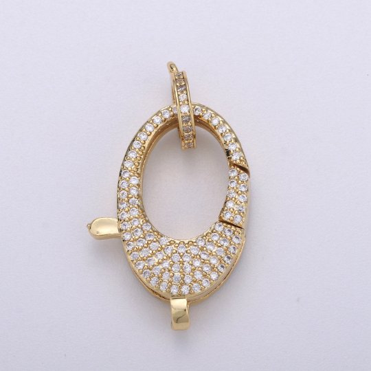 14K Gold Filled Clasp CZ Micro Pave Teardrop Lobster Claw Clasp,Micro Pave Clasp, 29x12mm K-908