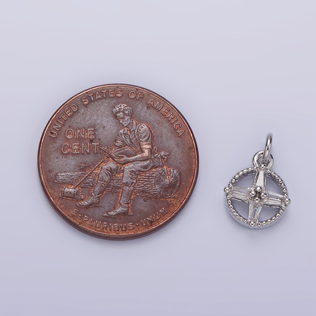 14K Gold Filled Clear Baguette Star Open Beaded Round Mini Add-On Charm in Gold & Silver  | N1096 N1139