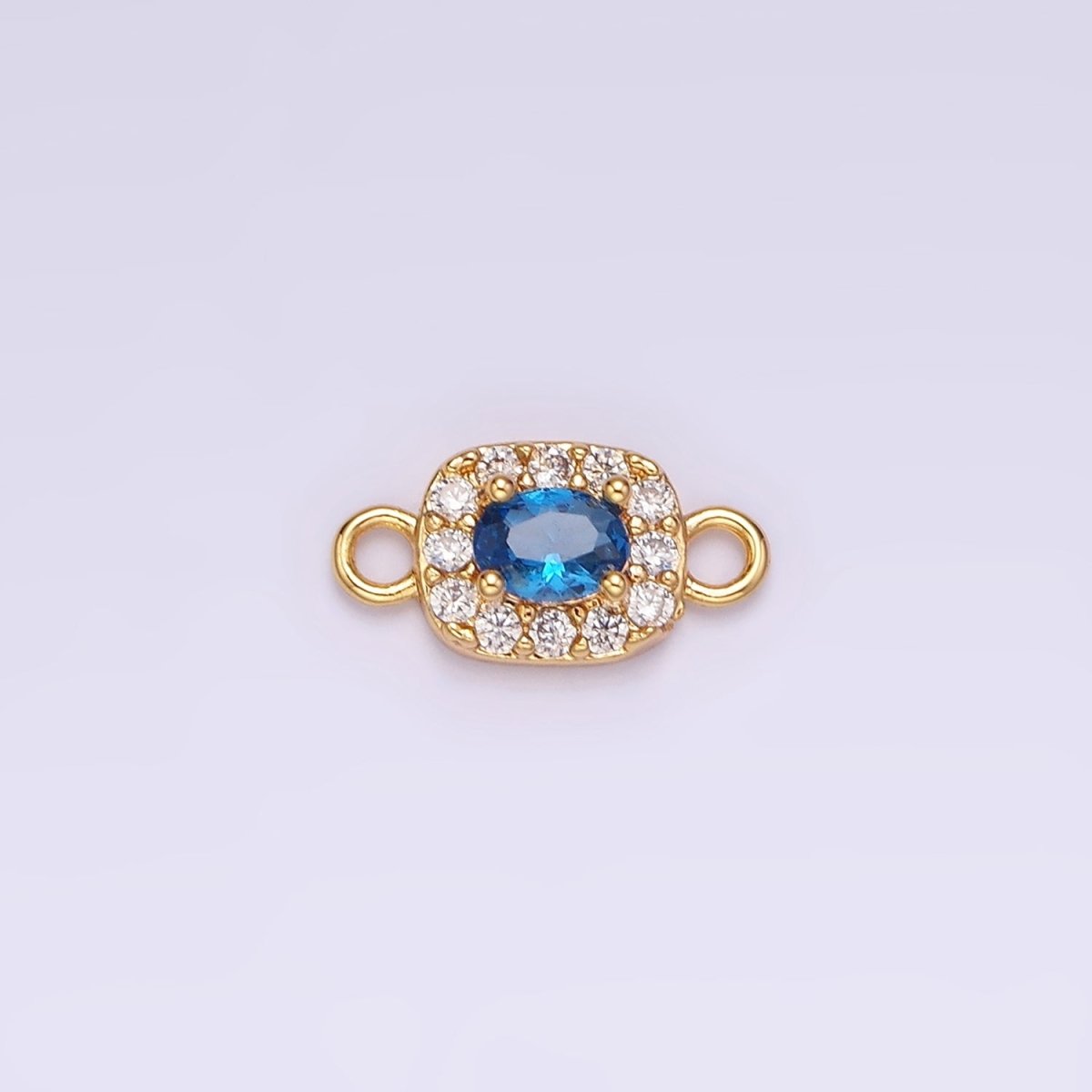 14K Gold Filled Clear, Black, Blue, Pink, Green, Fuchsia CZ 5mm Mini Rectangle Connector | G-107 - G-112