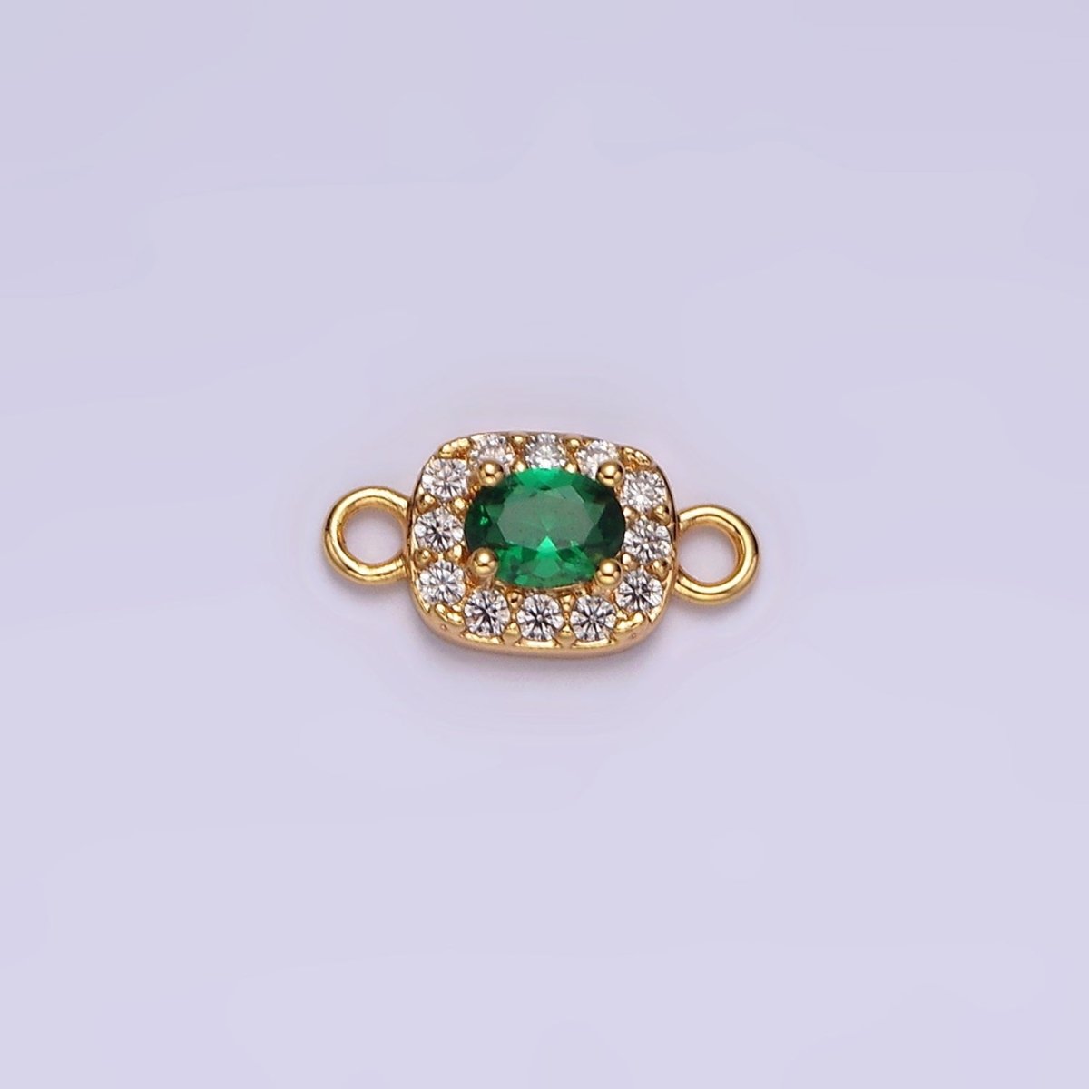 14K Gold Filled Clear, Black, Blue, Pink, Green, Fuchsia CZ 5mm Mini Rectangle Connector | G-107 - G-112