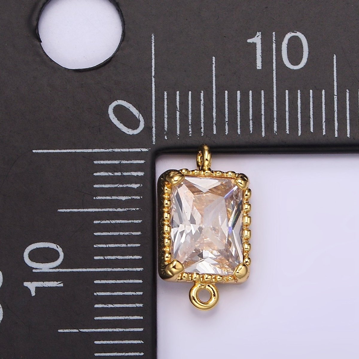 14K Gold Filled Clear, Black CZ Multifaceted Baguette Bezel Connector | G817 G818