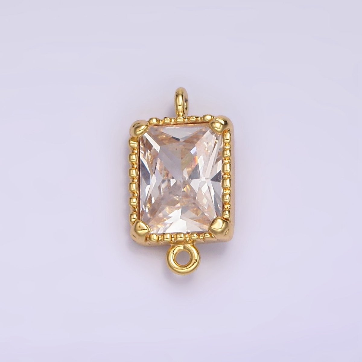 14K Gold Filled Clear, Black CZ Multifaceted Baguette Bezel Connector | G817 G818